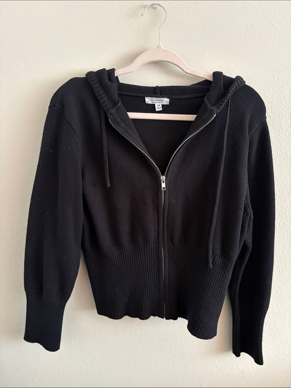 Black Zip-Up Hooded Jacket